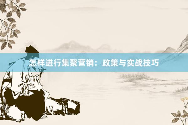 怎样进行集聚营销：政策与实战技巧
