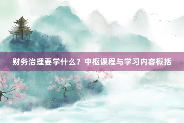 财务治理要学什么？中枢课程与学习内容概括